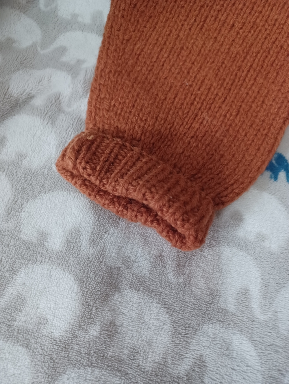 GAP 1989 Handknit Vintage Orange Sweater Southwest Cactus Cow Skull Bull L Wool - Picture 9 of 10